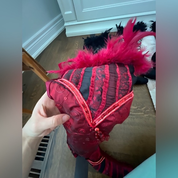 Vintage Early 2000’S High Heel Boot CHRISTMAS Stockings Decor Fabric Feather X 4 - Picture 2 of 8